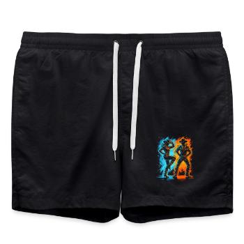 Linedance Herren Damen Kinder Line Dance - Badeshorts - Schwarz - Vorne - AI Model Male 185 light (185cm)