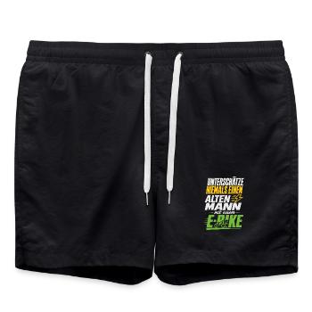 E-Bike Spruch alter Mann Radfahrer - Badeshorts - Schwarz - Vorne - AI Model Male 185 light (185cm)