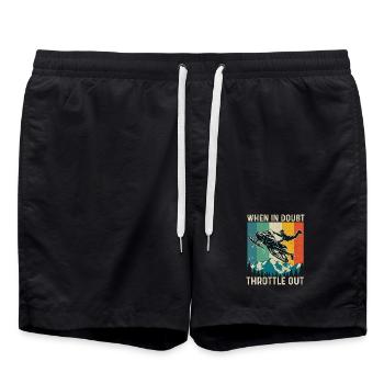 Im Zweifel Gas geben – Schneemobil-Schlittenfahrer - Badeshorts - Schwarz - Vorne - AI Model Male 185 light (185cm)
