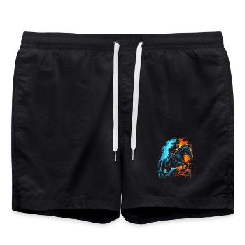 Pferde Mädchen Reiterin Reiten Reitsport Pferd - Badeshorts - Schwarz - Vorne - AI Model Male 185 light (185cm)