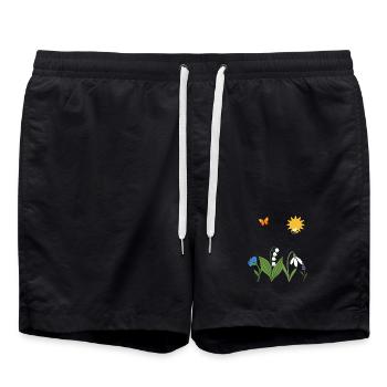Blumen floral Natur Design - Badeshorts - Schwarz - Vorne - AI Model Male 185 light (185cm)