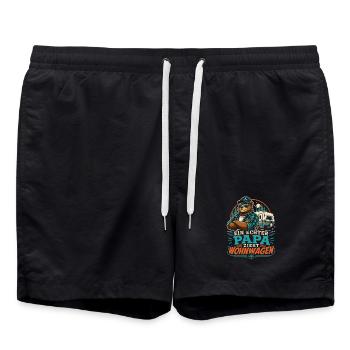 Ein echter Papa zieht Wohnwagen - Badeshorts - Schwarz - Vorne - AI Model Male 185 light (185cm)