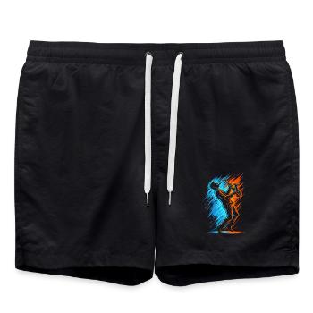 Saxophonist Saxofon Herren Kinder Saxophon Jungen - Badeshorts - Schwarz - Vorne - AI Model Male 185 light (185cm)