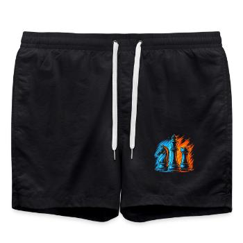 Schachspiel Kinder Schachfiguren Herren Schach - Badeshorts - Schwarz - Vorne - AI Model Male 185 light (185cm)