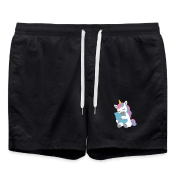 Einhorn fantasievoll Fabelwesen Design Kissen - Badeshorts - Schwarz - Vorne - AI Model Male 185 light (185cm)