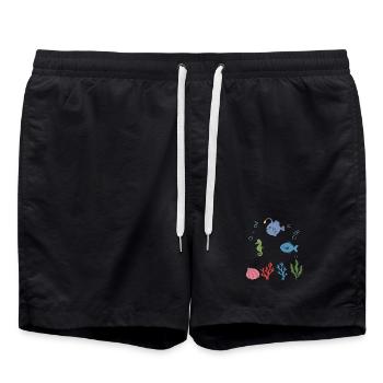 Seeteufel Unterwasser Kinder Seepferdchen - Badeshorts - Schwarz - Vorne - AI Model Male 185 light (185cm)