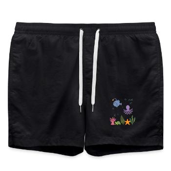 Seeteufel Unterwasser Kinder Krake Ozean - Badeshorts - Schwarz - Vorne - AI Model Male 185 light (185cm)