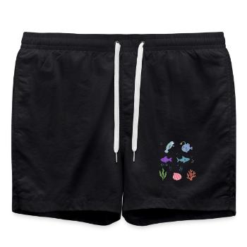Seekuh Unterwasser Kinder Seeteufel Fisch Hai - Badeshorts - Schwarz - Vorne - AI Model Male 185 light (185cm)