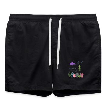 Fisch Unterwasser Kinder Seepferdchen Ozean - Badeshorts - Schwarz - Vorne - AI Model Male 185 light (185cm)