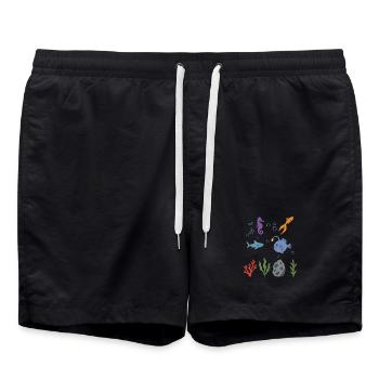 Seepferdchen Unterwasser Kinder Goldfisch Hai - Badeshorts - Schwarz - Vorne - AI Model Male 185 light (185cm)