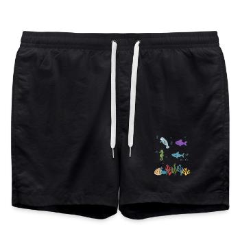 Seekuh Unterwasser Kinder Fisch Seepferdchen - Badeshorts - Schwarz - Vorne - AI Model Male 185 light (185cm)