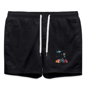Hai Unterwasser Kinder Meerjungfrau märchenhaft - Badeshorts - Schwarz - Vorne - AI Model Male 185 light (185cm)