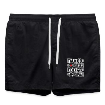 Talk Record Edit Repeat - Badeshorts - Schwarz - Vorne - AI Model Male 185 light (185cm)