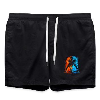 American Football Lineman Football Boys Men - Badeshorts - Schwarz - Vorne - AI Model Male 185 light (185cm)