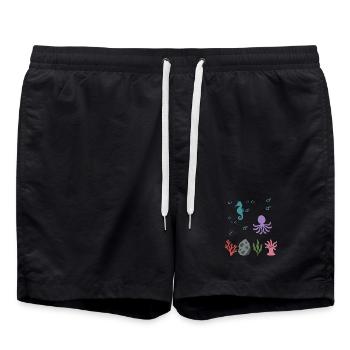 Seepferdchen Unterwasser Kinder Krake - Badeshorts - Schwarz - Vorne - AI Model Male 185 light (185cm)