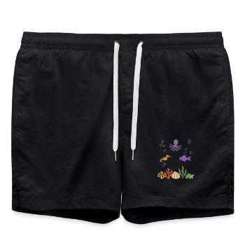 Krake Unterwasser Kinder Seepferdchen Fisch - Badeshorts - Schwarz - Vorne - AI Model Male 185 light (185cm)