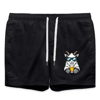Chèvre de montagne Après-ski Bière Chèvre Bande dessinée - Short de bain - noir - Devant - AI Model Male 185 light (185cm)
