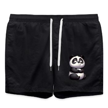 Panda Bull Bull Funny Cartoon Comic - Swim Trunks - black - Front - AI Model Male 185 light (185cm)