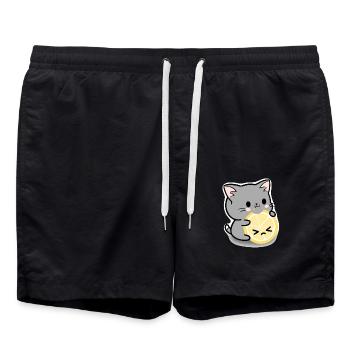 Lemon cat - Swim Trunks - black - Front - AI Model Male 185 light (185cm)