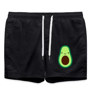 petit avocat doux visage yeux bouche petit jamais - Short de bain - noir - Devant - AI Model Male 185 light (185cm)