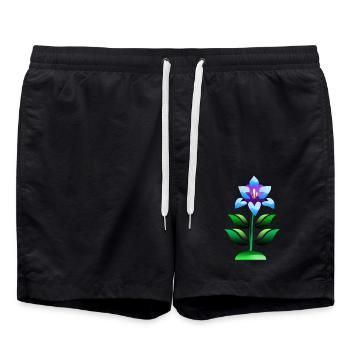 Blume lila und blau - Badeshorts - Schwarz - Vorne - AI Model Male 185 light (185cm)