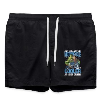 Just Like A Vintage Motorcycle I Get Cooler As I - Badeshorts - Schwarz - Vorne - AI Model Male 185 light (185cm)