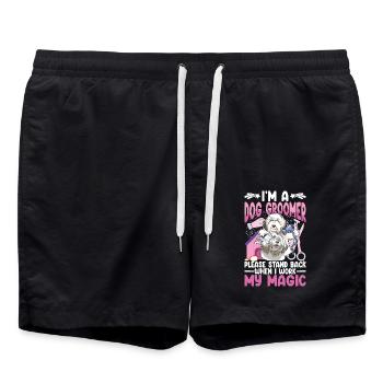 I'm a Dog Groomer Please Stand Back When I Work My - Badeshorts - Schwarz - Vorne - AI Model Male 185 light (185cm)