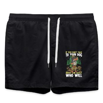 If You Don't Talk To Your Dog für einen Jäger - Badeshorts - Schwarz - Vorne - AI Model Male 185 light (185cm)