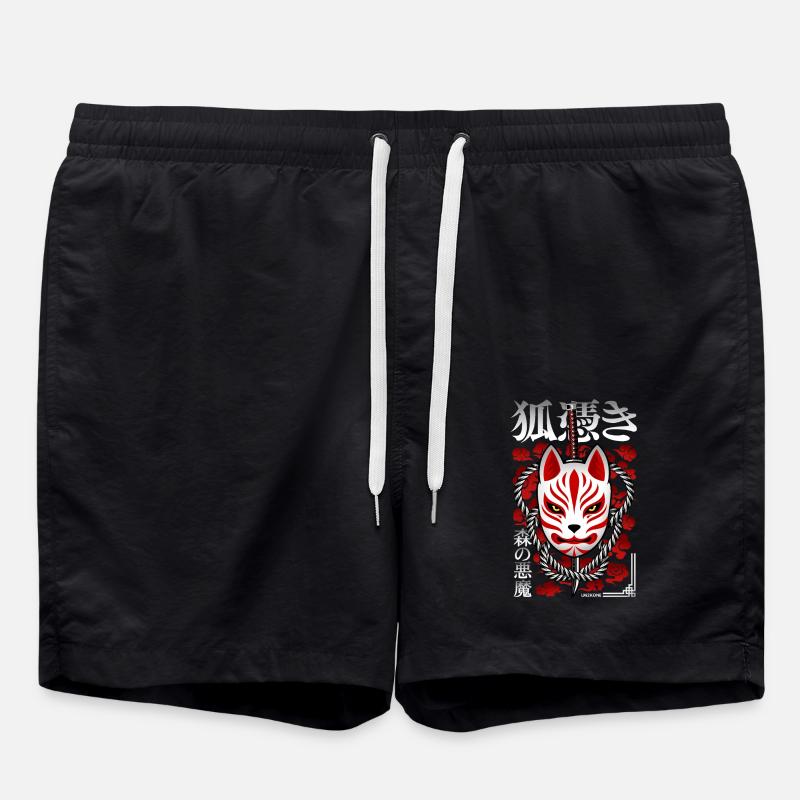 Japan Kitsune - Walddämon - Badeshorts - Schwarz