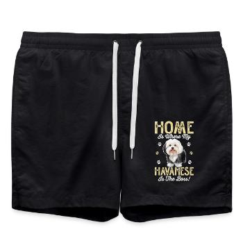 Home is where my Havanese is the chief - Badeshorts - Schwarz - Vorne - AI Model Male 185 light (185cm)