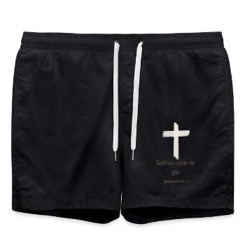 God has a plan for you Kreuz Christ Glaube - Swim Trunks - black - Front - AI Model Male 185 light (185cm)