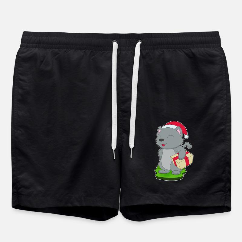 Cat Christmas Package - Swim Trunks - black