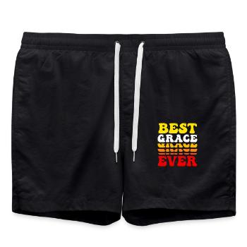 Cute Best Grace Ever - Groovy Vintage Custom - Swim Trunks - black - Front - AI Model Male 185 light (185cm)
