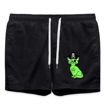 Mignon Pirate Chats Buccaneer Oeil Patch Chapeau Costume - Short de bain - noir - Devant - AI Model Male 185 light (185cm)