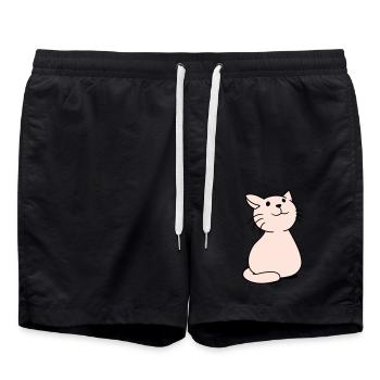 Cute Cat Looks Happy Smiling Kitten Fun - Swim Trunks - black - Front - AI Model Male 185 light (185cm)