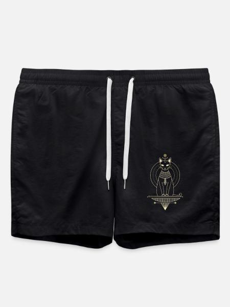 Bastet Egyptian Cat - Swim Trunks - black