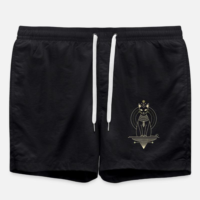 Bastet Egyptian Cat - Swim Trunks - black