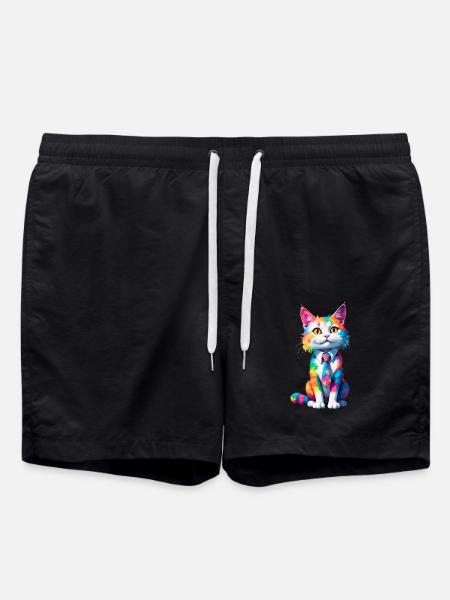 Handsome Cat - Badeshorts - Schwarz