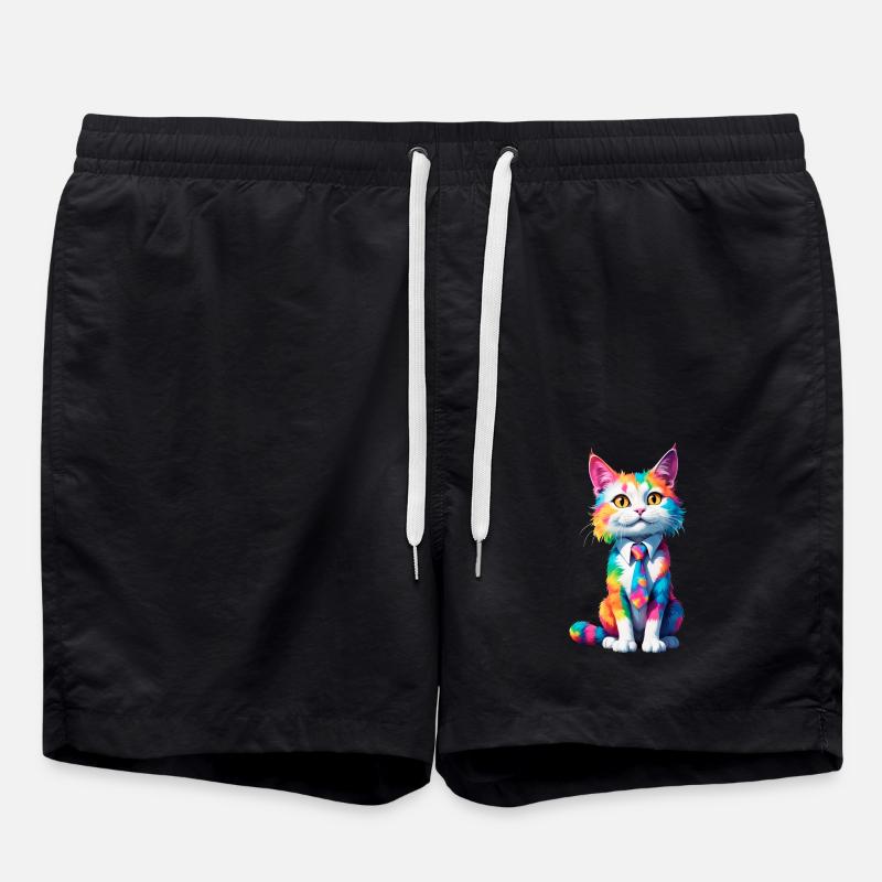 Handsome Cat - Badeshorts - Schwarz