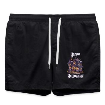 Halloween – Joyeux Halloween, maison hantée effrayante - Short de bain - noir - Devant - AI Model Male 185 light (185cm)