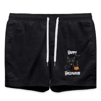Halloween – Happy Halloween Cute Black Cat - Swim Trunks - black - Front - AI Model Male 185 light (185cm)