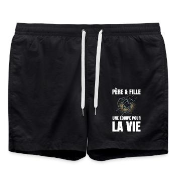 Vater und Tochter, ein Team fürs Leben - Badeshorts - Schwarz - Vorne - AI Model Male 185 light (185cm)