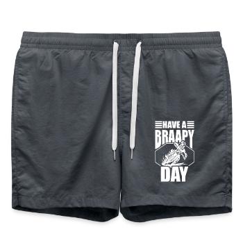 Dirtbike Rider Braapy Day MX Motocross Supercross - Badeshorts - Anthrazit - Vorne - AI Model Male 185 light (185cm)