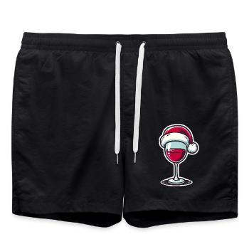 Festliches Weinglas mit Nikolausmütze - Badeshorts - Schwarz - Vorne - AI Model Male 185 light (185cm)