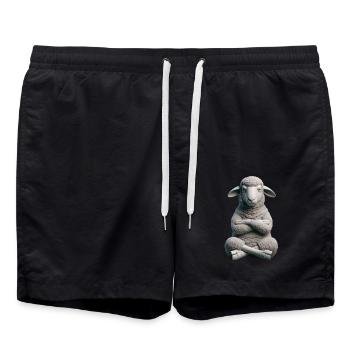 Schaf grimmig 3 - Badeshorts - Schwarz - Vorne - AI Model Male 185 light (185cm)