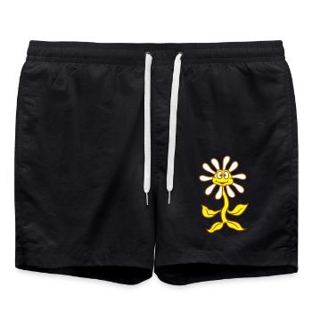 Petit tournesol fleur de soleil visage heureux - Short de bain - noir - Devant - AI Model Male 185 light (185cm)