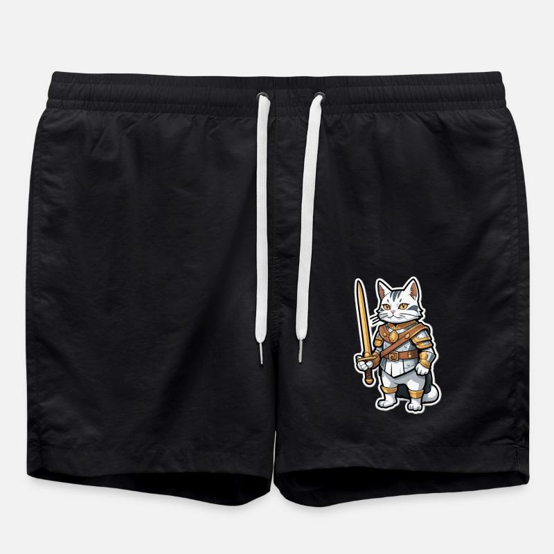 Cat Knight Comic - Swim Trunks - black