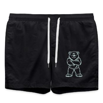 Polar Bear Comic Cool - Swim Trunks - black - Front - AI Model Male 185 light (185cm)