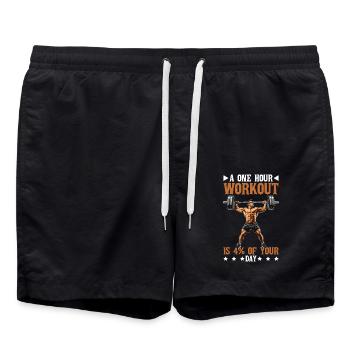 A One Hour Workout Is 4% Of Your Day 5 - Badeshorts - Schwarz - Vorne - AI Model Male 185 light (185cm)