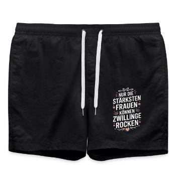 Twin Mom Zwillingsmutter Mama von Zwillingen - Badeshorts - Schwarz - Vorne - AI Model Male 185 light (185cm)